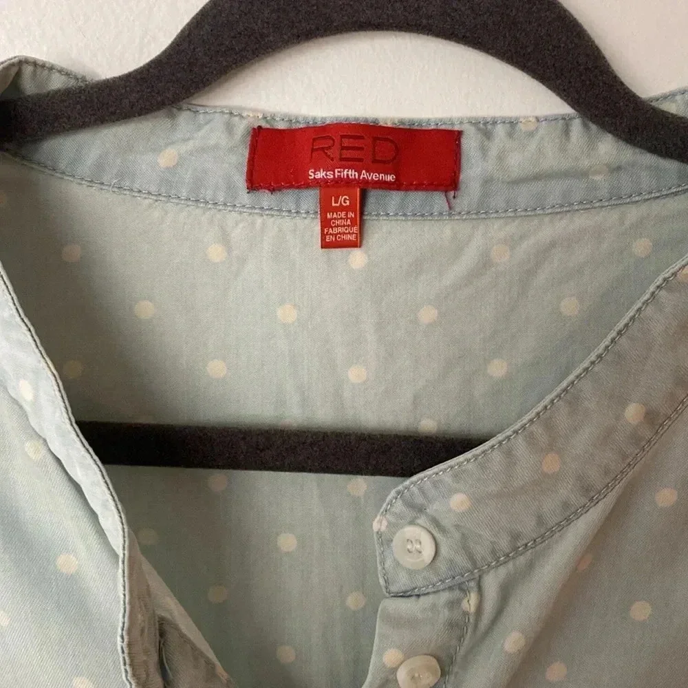 RED Saks Fifth Avenue Polka Dot Blue White Romper Size L